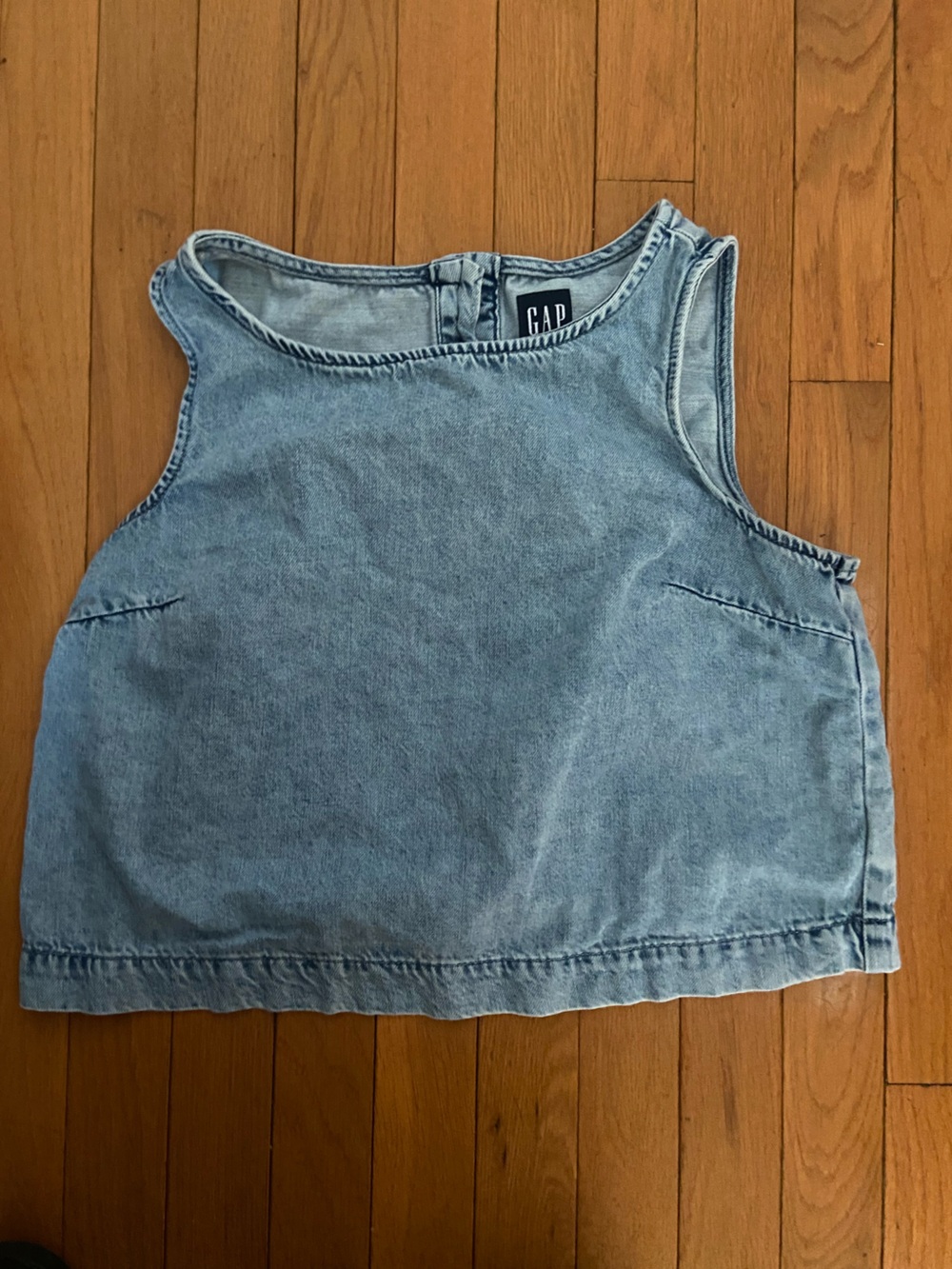 Denim cropped tank top by Gap size medium